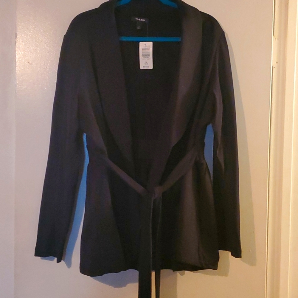 Torrid Black Knit Tie Waist Blazer